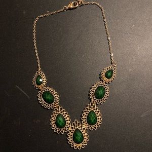 Amrita - Gold Necklace with green insert pieces
